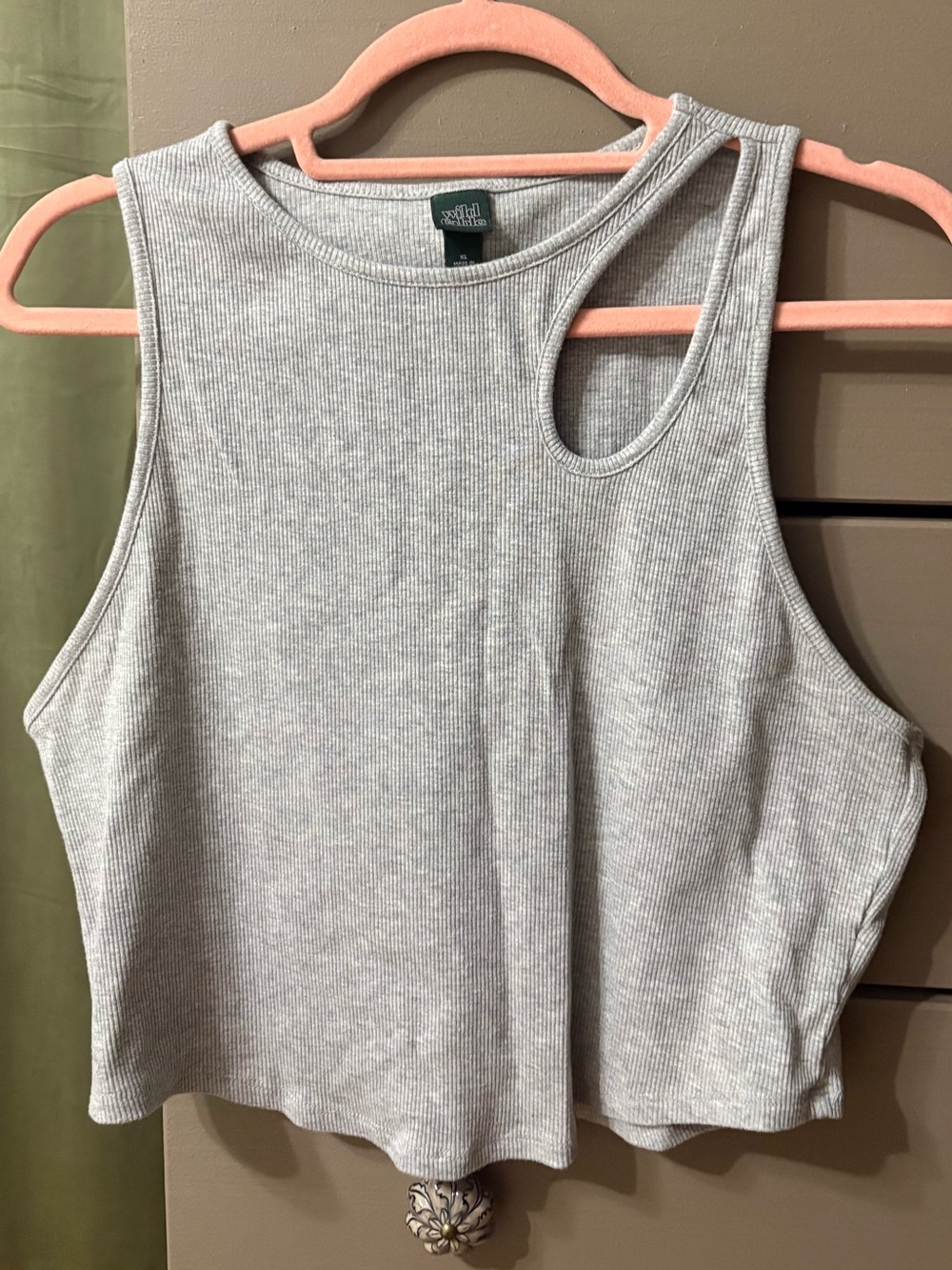 Wild Fable Gray Ribbed Cutout Tank Top